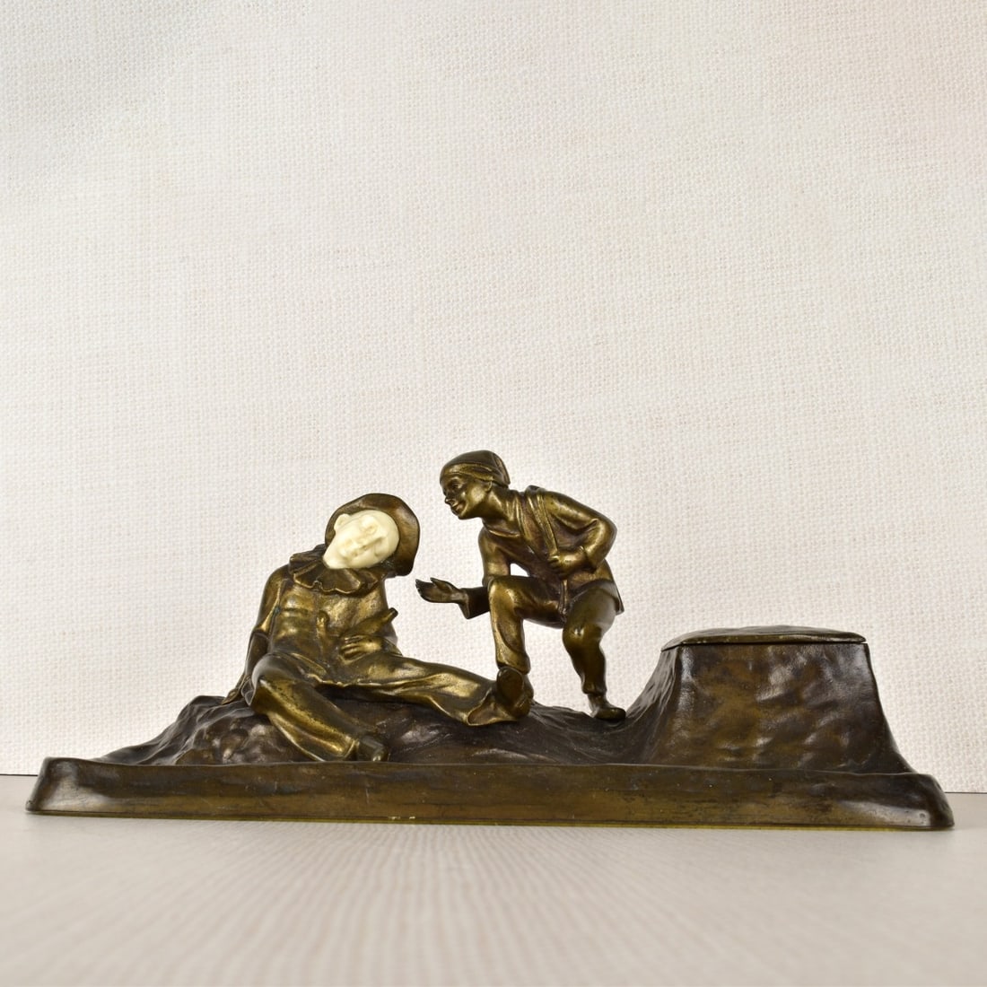 Peter Tereszczuk (Austrian 1875-1963): Peter Tereszczuk (Austrian 1875-1963), Figural Ink and Pen Rest. Signed "P. Tereszczuk, Made in Austria". Retailed by B. Altman & Company, New York. Measures: 4" H, 10" L, 5 1/4" D. We Will Not Ship
