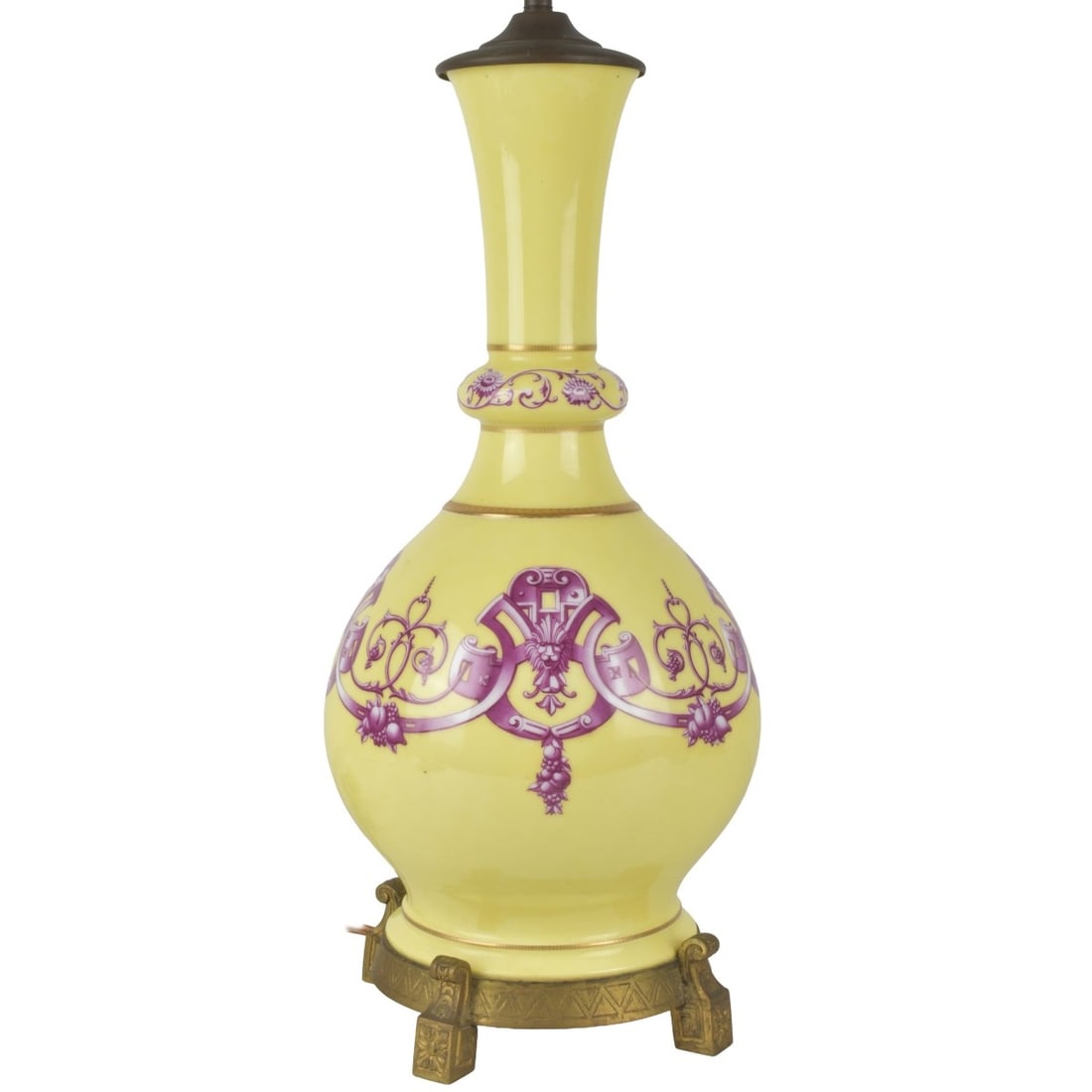 Vintage Yellow Porcelain Table Lamp (1 of 6)