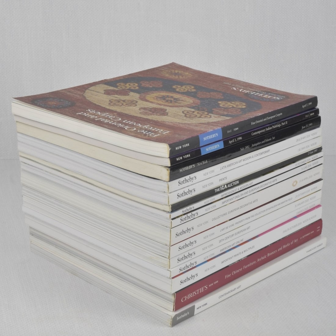Sotheby's Auction Catalogs: Fifteen (15) Assorted Sotheby's Auction Catalogs. Kodner Galleries offers phone and absentee bidding at a low, flat 21% buyer?s premium without surcharge or hidden fees. For information, please