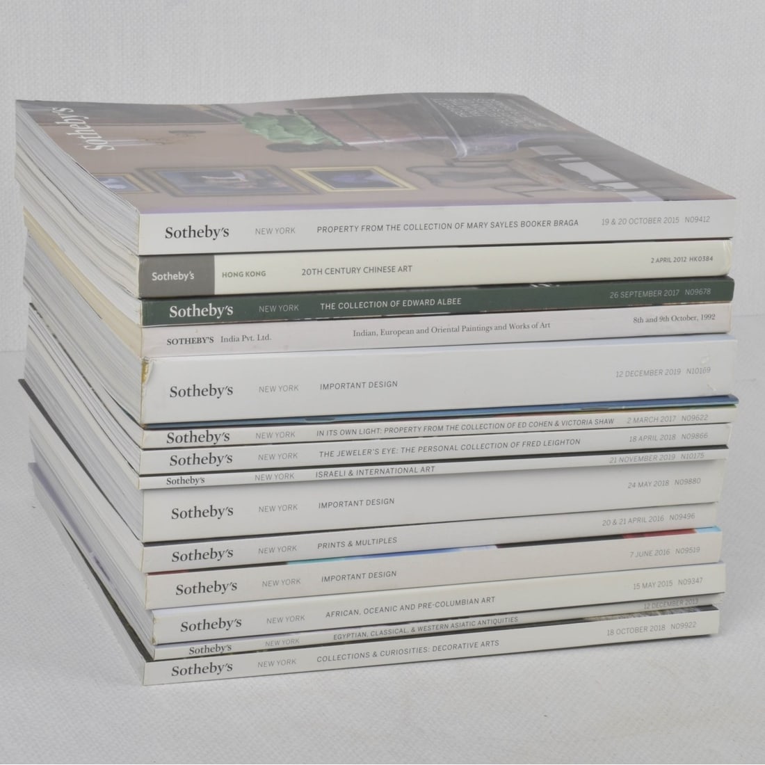 Sotheby's Auction Catalogs: Fifteen (15) Assorted Sotheby's Auction Catalogs. Kodner Galleries offers phone and absentee bidding at a low, flat 21% buyer?s premium without surcharge or hidden fees. For information, please