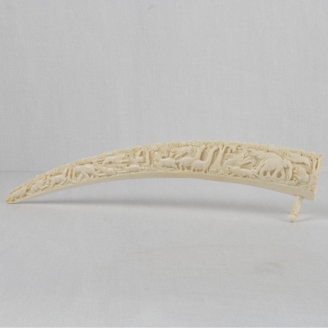 Well Carved Asian Sculpture: Well Carved Asian Sculpture of a Group of Various Animals Crossing a Bridge. Measures: 18-1/2" long. We Will Not Ship This Item Outside of the State of Florida. Anyone Having This Item Shipped Must