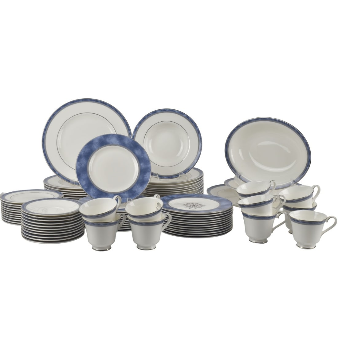 Royal Doulton - Atlanta Dinner Service: Eight-two (82) Pieces Royal Doulton - Atlanta (H5237) Porcelain Dinner Service. Consisting of: 11 dinner plates, measures: 10-3/4" diameter, 11 salad plates, measures: 8" diameter, 12 holiday plates w