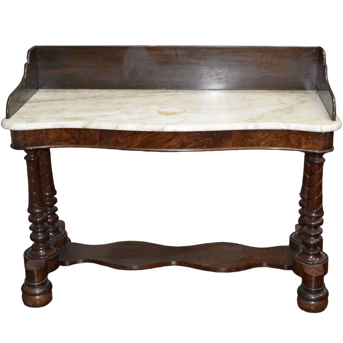 Victorian Marble and Wood Side Board: Victorian Marble and Wood Side Board. Measures: 36" high, 45-1/2" wide, 21" deep. Provenance: From an Important Coconut Grove, Florida Estate. Kodner Galleries offers phone and absentee bidding at a