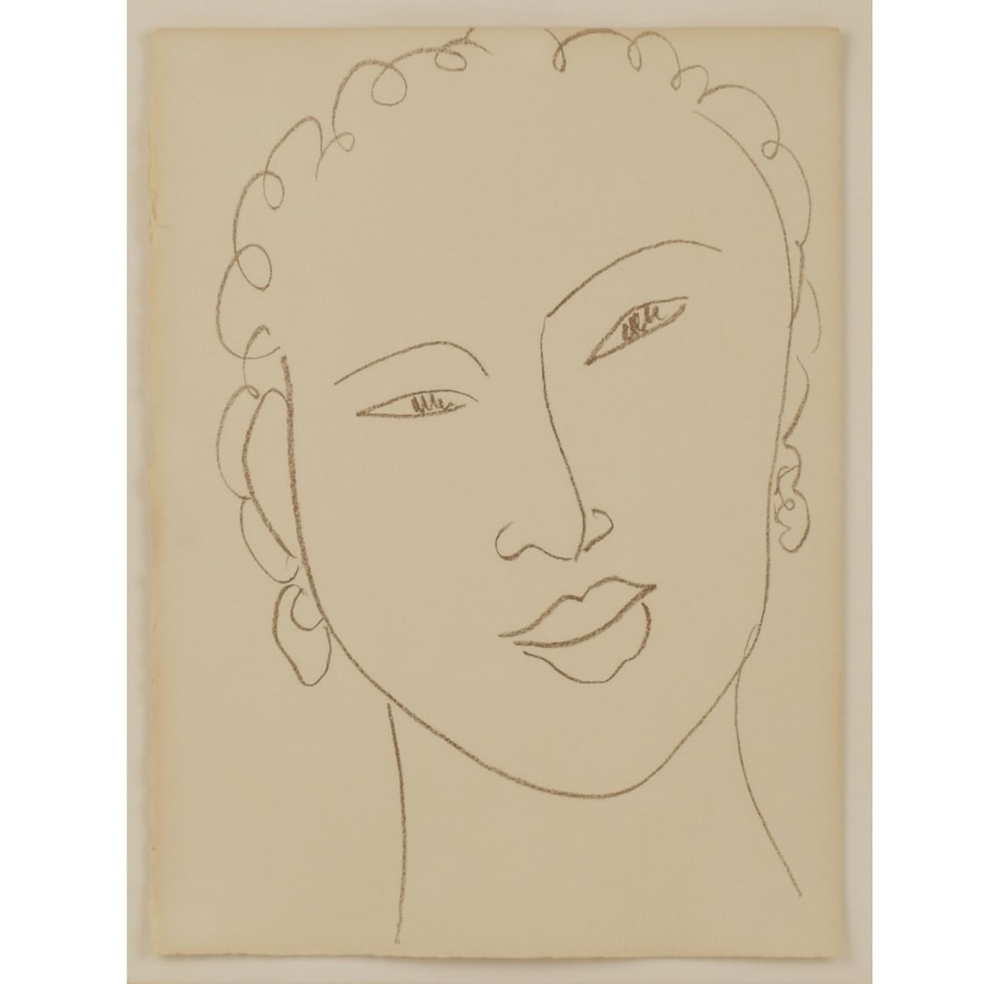 After: Henri Matisse, French (1869-1954): After: Henri Matisse, French (1869-1954) Etching "Poesies Antillaises" (Caribbean Poems) Unsigned. Unknown watermark. Framed under glass. Sheet measures: 14-3/4" high, 11" wide, frame measures: