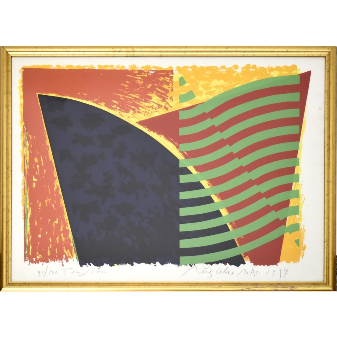 Perez Celis, Argentina (1939-2008): Perez Celis, Argentina (1939-2008) "Tension" Color Lithograph on Heavy Paper. Framed under glass. Signed, titled, dated and numbered "95/120" in pencil lower margin. Viewing area measures: 21-1/2"