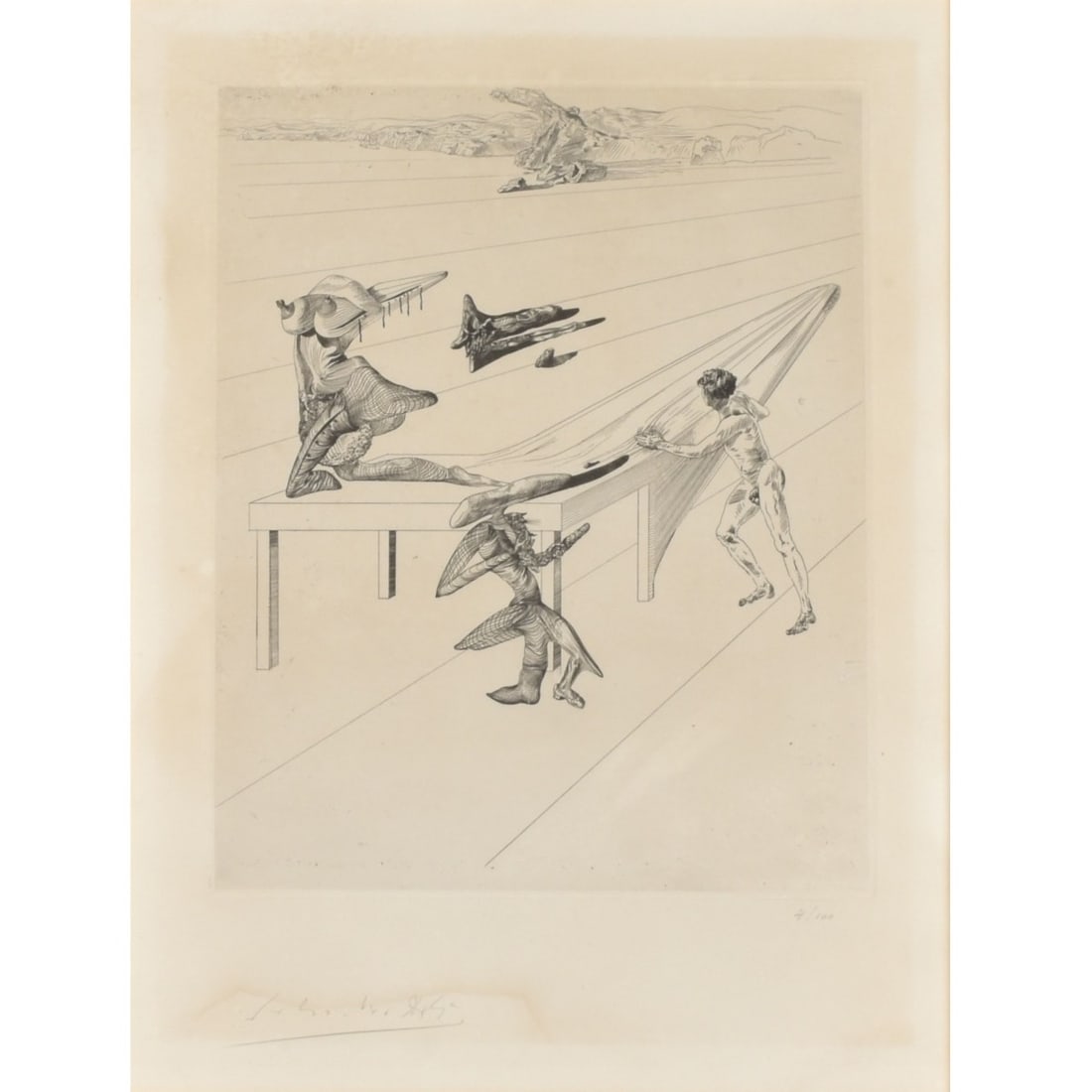 Salvadore Dali, Spanish (1904-1989): Salvadore Dali, Spanish (1904-1989) "The Grasshopper Child" Etching Published by M Cazou-Paris. Limited edition of 100. Signed "Salvador Dali". A COA from The Salvador Dali Gallery-California will be