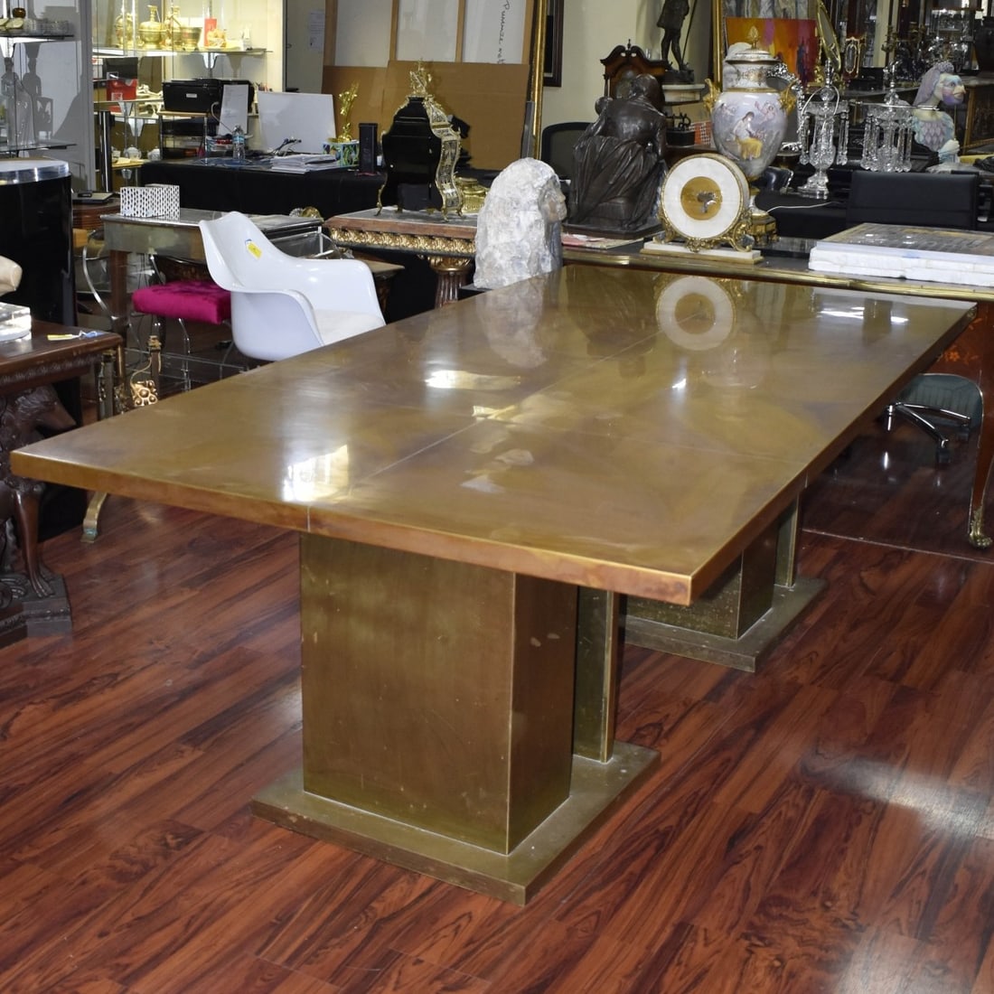 Large Custom Brass Dining Table - 6