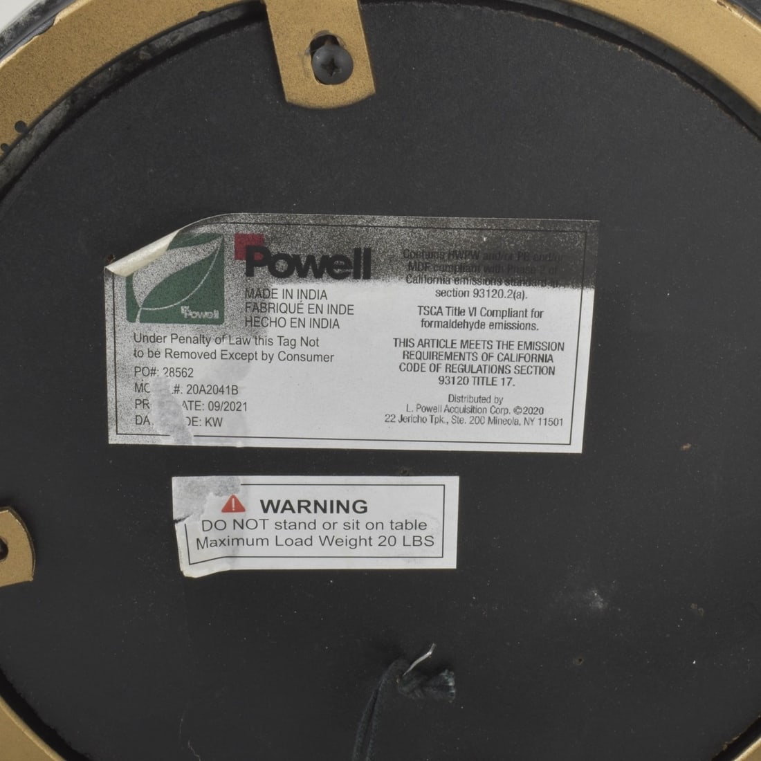 Powell Round Black Granite Top Table - 7
