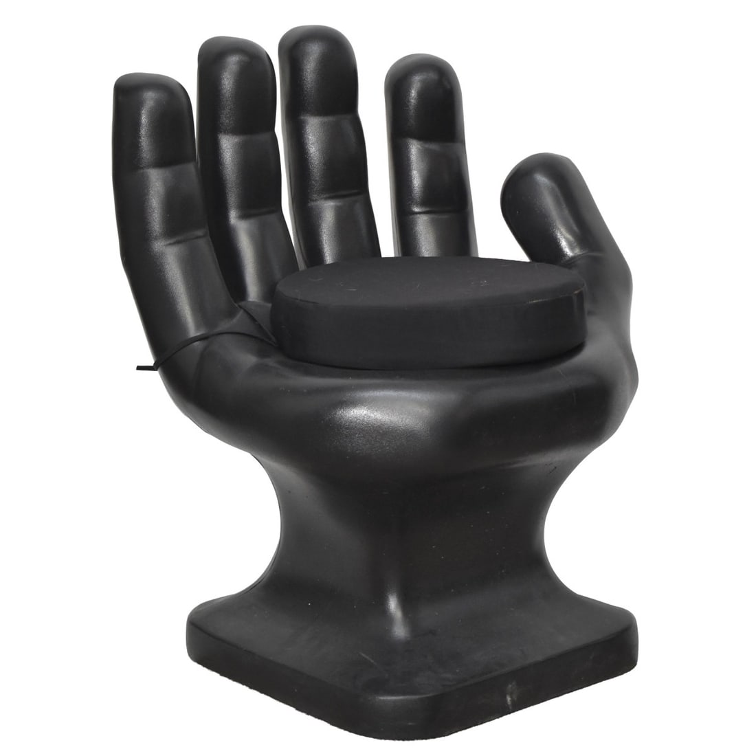 After Pedro Friedeberg Hand Chair: After Pedro Friedeberg Black Painted Hand Chair with Black Foam Cushion. Signed to the bottom. Measures: 31" high, 25" wide, 21" deep, seat height: 16" high. Kodner Galleries offers phone and