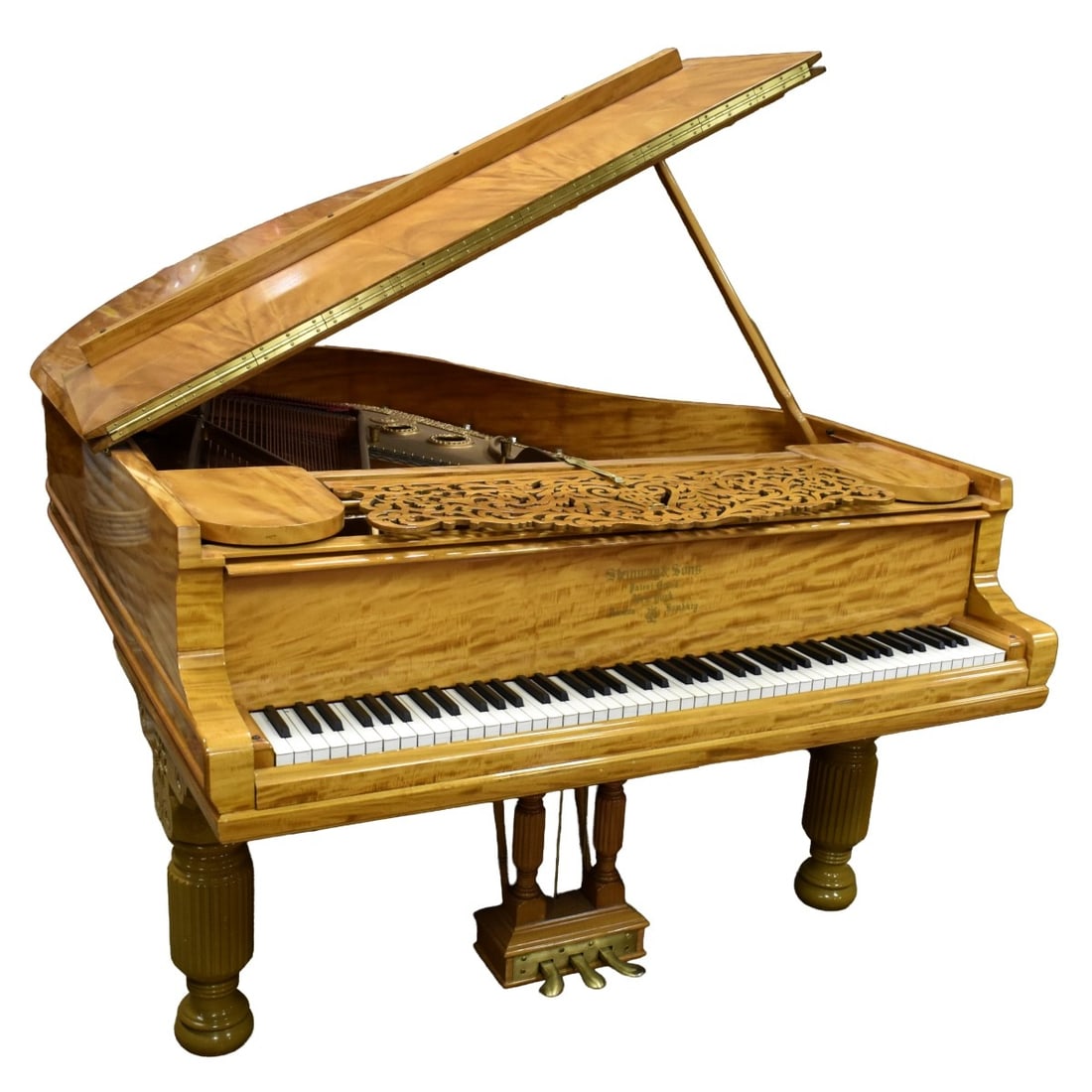 Steinway & Sons Grand Piano Model A: Steinway Salon Grand Piano Model A in a French Polished Satinwood Case. Circa 1900. Serial number is not visible. We Will Not Ship This Item Outside of the State of Florida. Anyone Having This Item