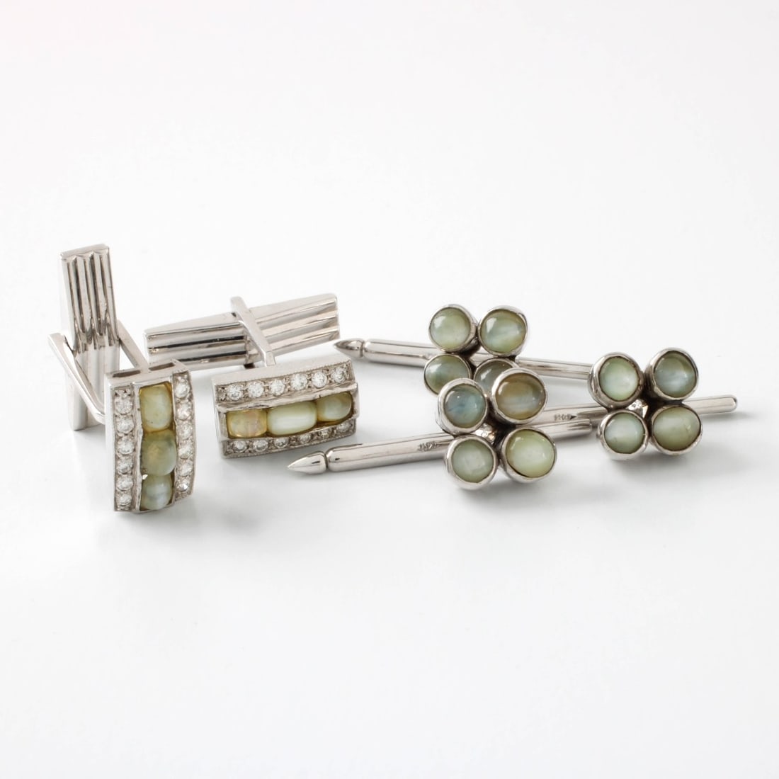 Chrysoberyl and 14K Dress Shirt Set (1 of 4)