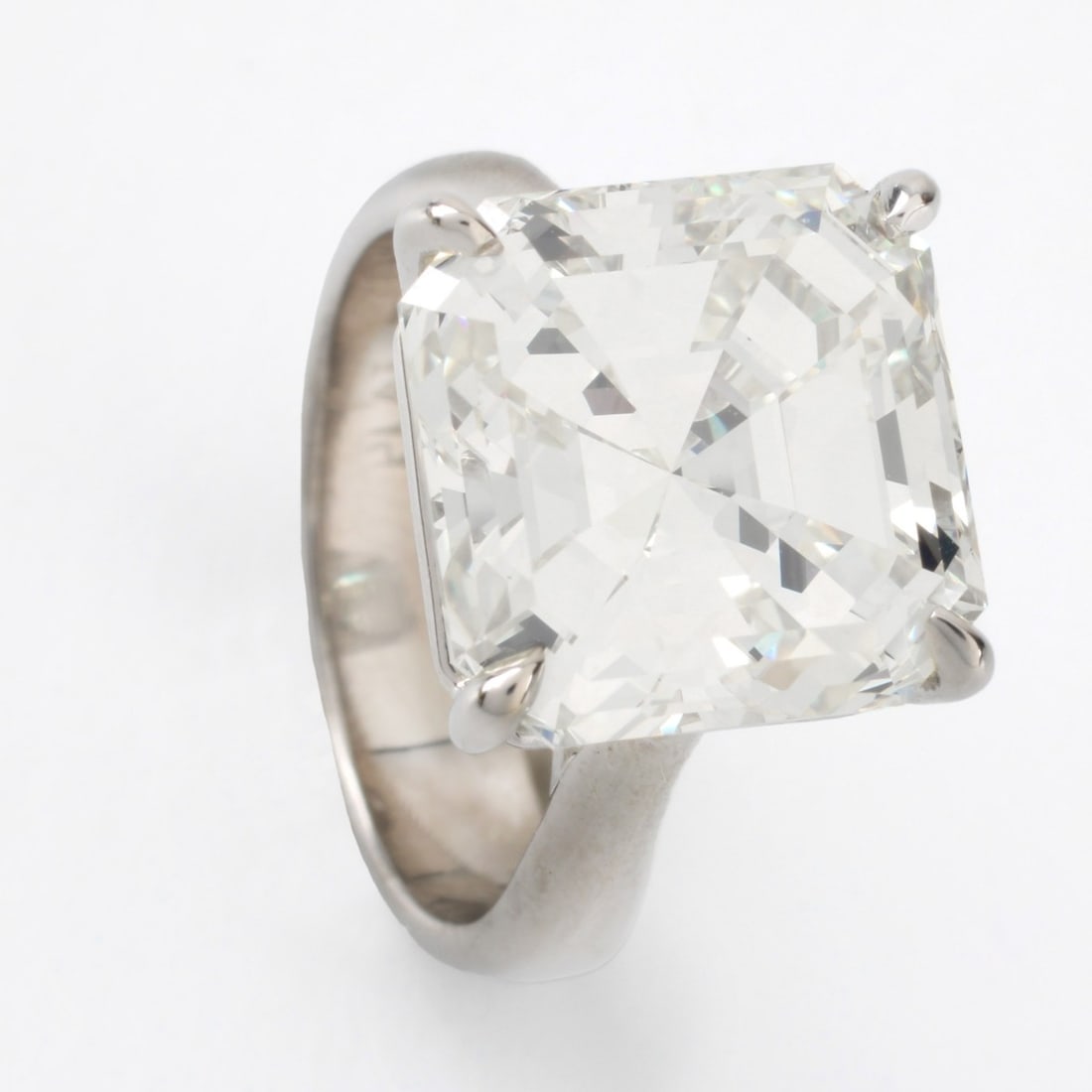 GIA 8.88ct Diamond and Platinum Ring: GIA Certified 8.88 Carat Asscher Cut Diamond and Platinum Engagement Ring. Diamond K color, VS1 clarity. Stamped Plat. Ring size 4-3/4. Approx. weight: 10.18 grams. GIA Report #5192998627 dated 1/24/2