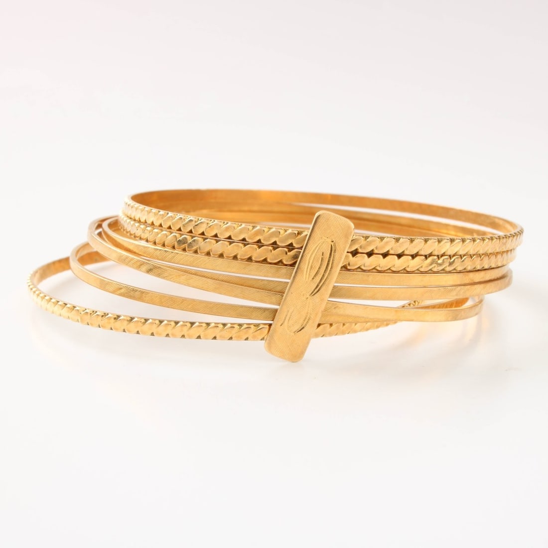 18K Stacked Bangle Bracelets - 3