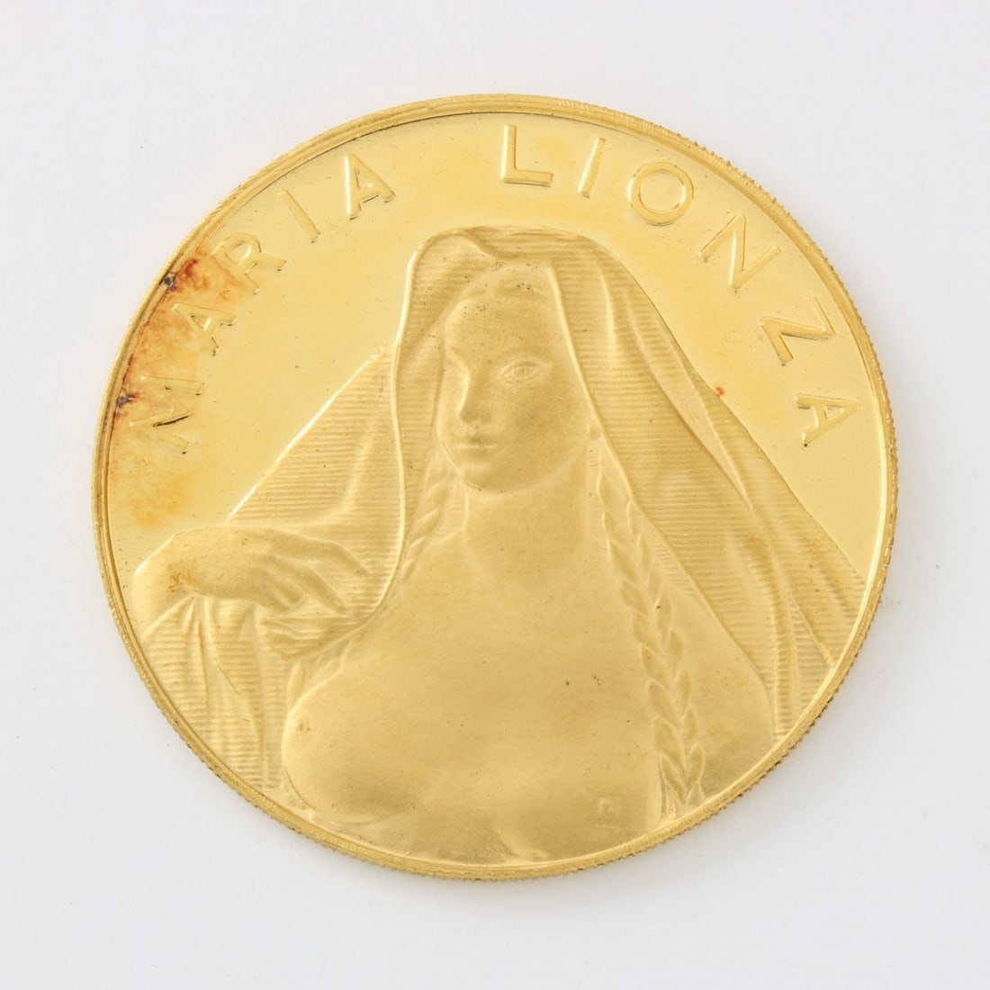 Maria Lionza Gold Coin: Venzuelan Maria Lionza 22K Gold Coin. Kodner Galleries offers phone and absentee bidding at a low, flat 21% buyer?s premium without surcharge or hidden fees. For information, please contact the