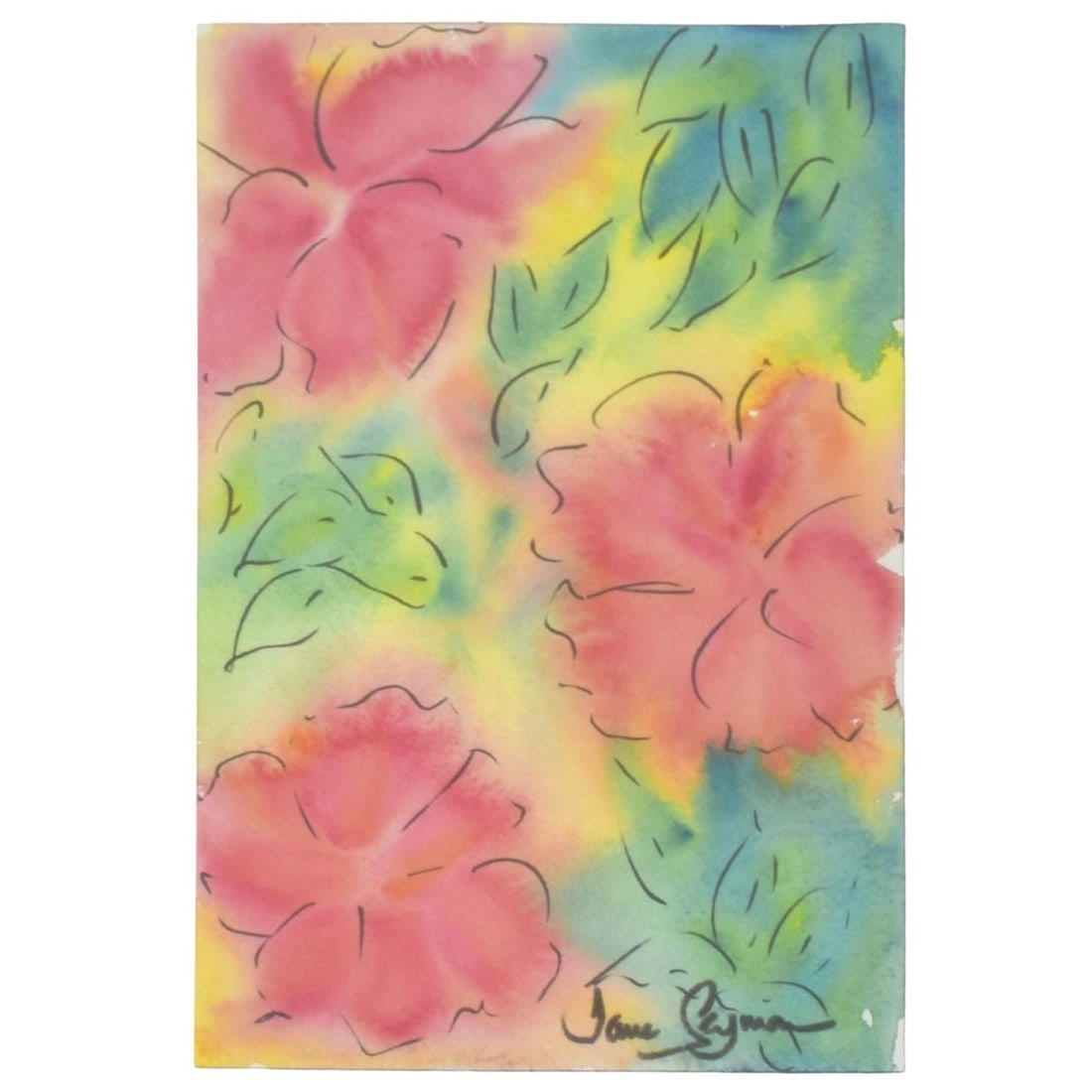 Water Color on Paper Depicting Flowers: Water Color on Paper Depicting Flowers. Framed under Plexiglass. Signed bottom left hand corner. Sheet size measures: 9" high, 6-1/4" wide, frame measures; 19-1/2" high, 16-1/2" wide. Kodner