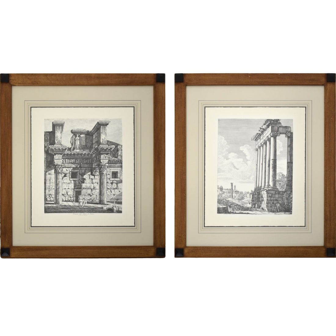 Modern Neo-classical Style Engravings: Pair of Modern Neo-classical Style Engravings with a Fleur-de Lis Blind Embossed Stamp. Retail by Bloomingdale's with original price sticker of $295.00 each. Image area measures: 17" high, 13-1/4" wid