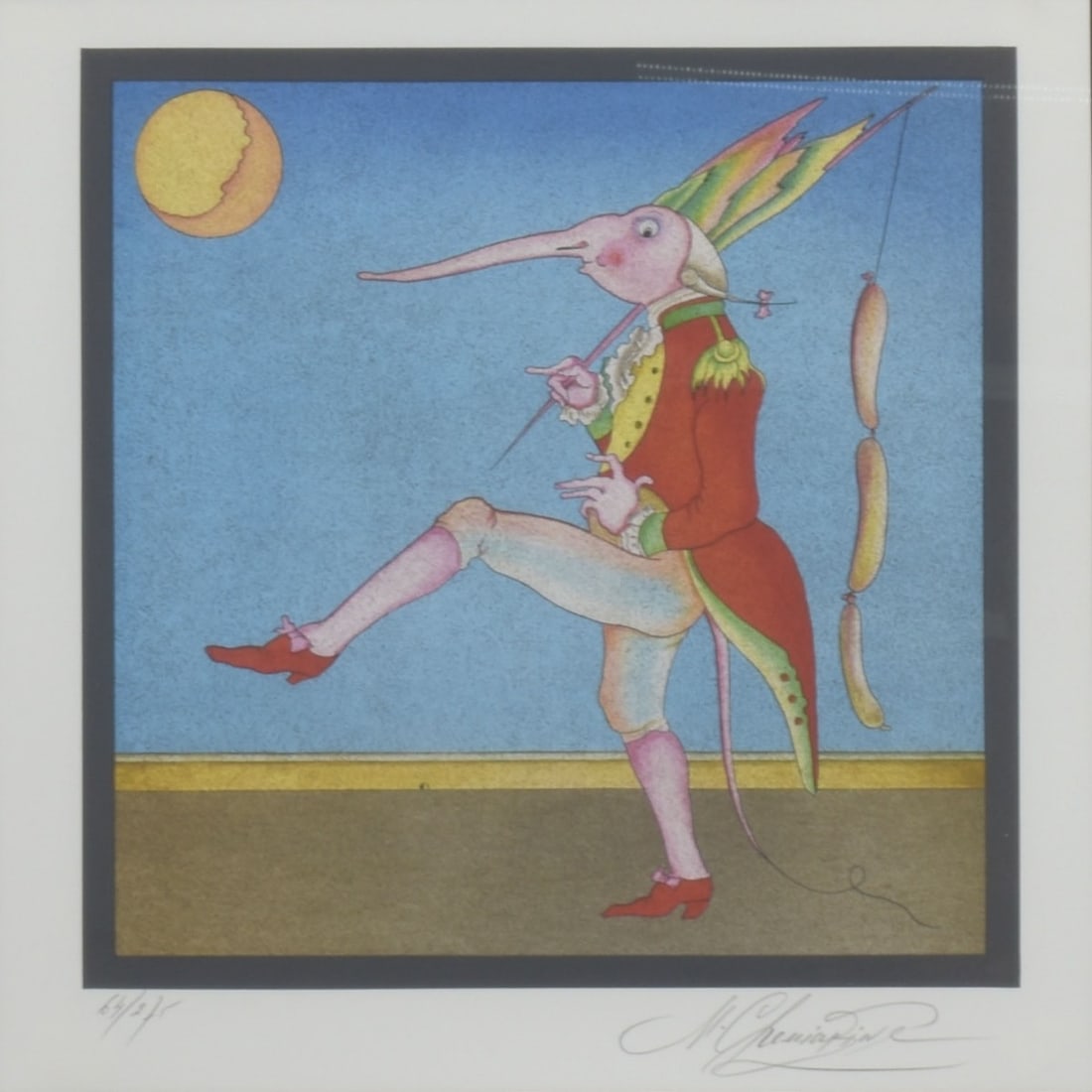 Mihail Chemiakin, Russian (b. 1943): Mihail Chemiakin, Russian (b. 1943) Color Lithograph from the Carnival of Saint Petersburg Series. Framed under Glass. Signed and numbered in pencil bottom margin. Image area measures: 11-1/2" high,