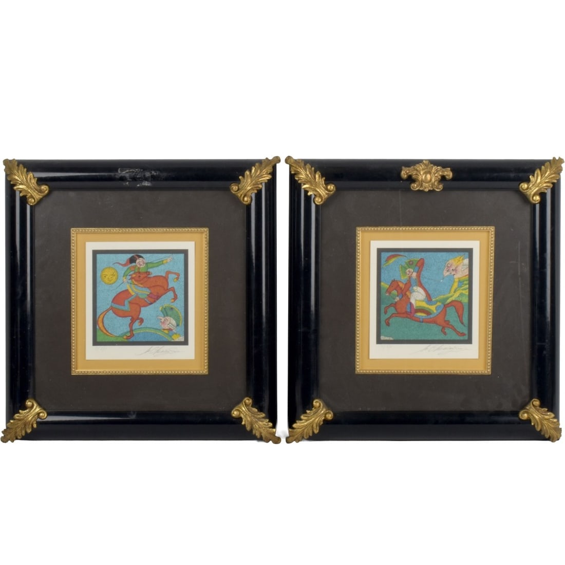 Mihail Chemiakin, Russian (b. 1943): Mihail Chemiakin, Russian (b. 1943) Two (2) Color Lithographs from the Carnival of Saint Petersburg Series. Framed under Glass. Signed and numbered in pencil bottom margin. Image areas measure: