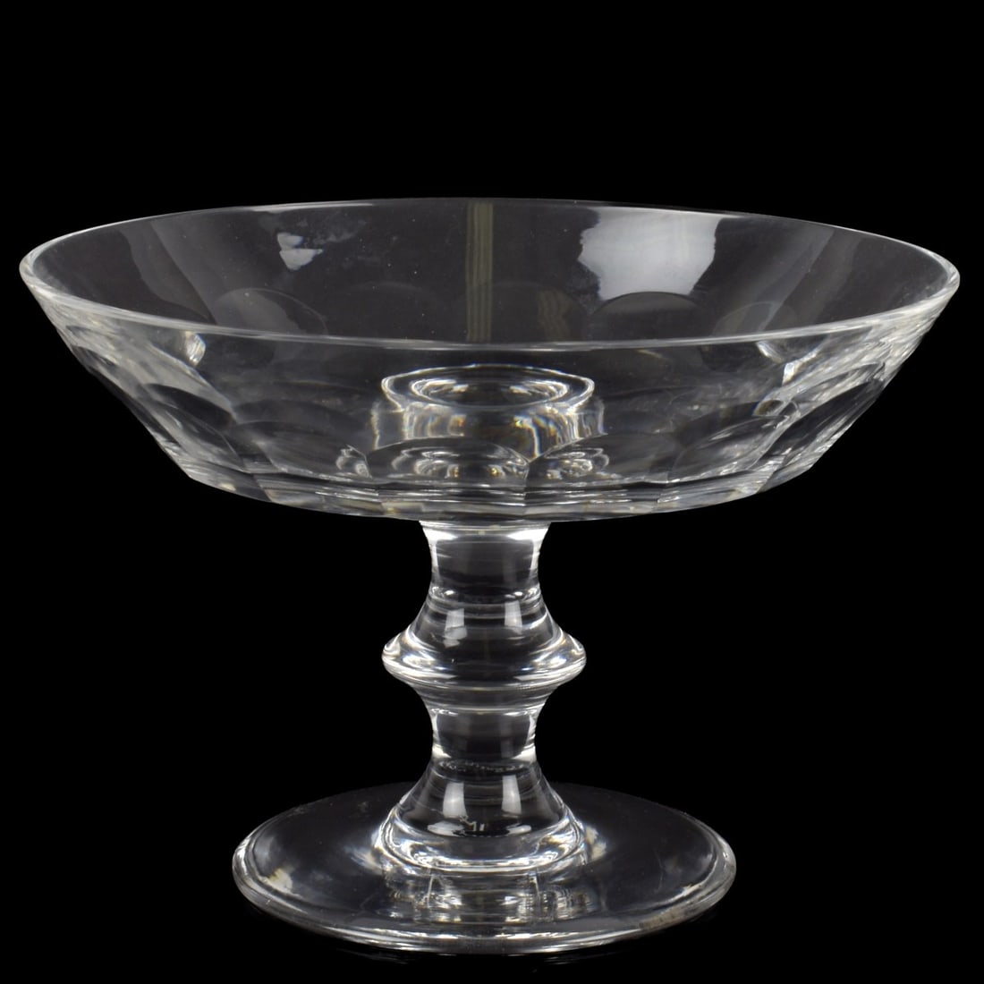 Val St. Lambert Crystal Compote: Val St. Lambert Crystal Compote. Signed to the bottom. Measures: 5-3/4" high, 8-1/2" diameter. Kodner Galleries offers phone and absentee bidding at a low, flat 21% buyer?s premium without surcharge