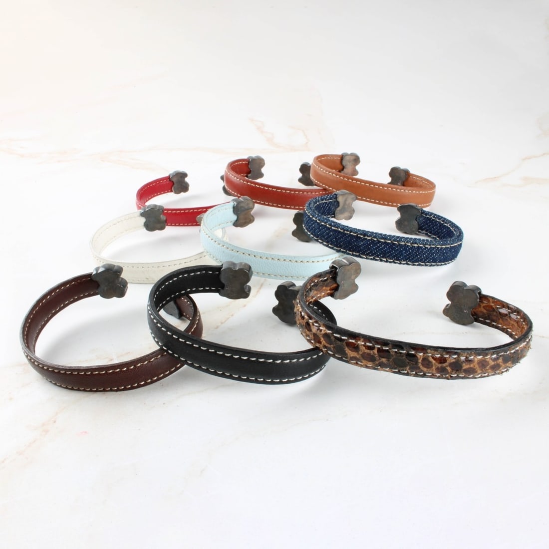 Leather and Silver Cuff Bracelets - 2