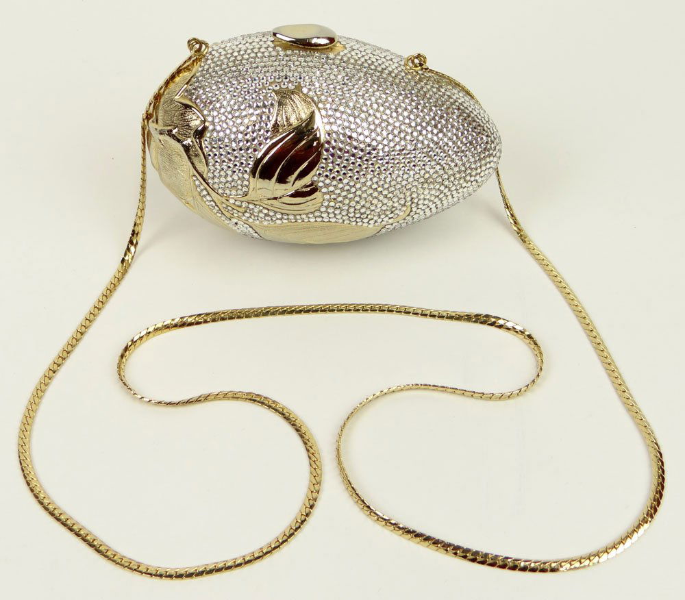 Judith Leiber Rhinestone Eggplant Evening Bag clutch