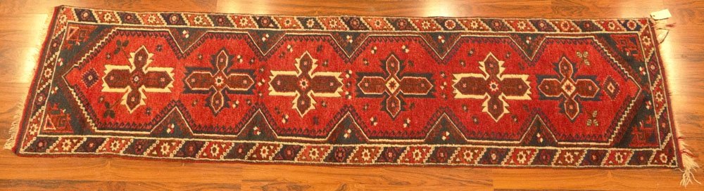 Semi Antique Turkoman Tribal Runner Rug. Unsigned. Good: Semi Antique Turkoman Tribal Runner Rug. Unsigned. Good Condition. Measures 10 Feet 5 Inches Long and 2 Feet 6 Inches Wide. Shipping $68.00