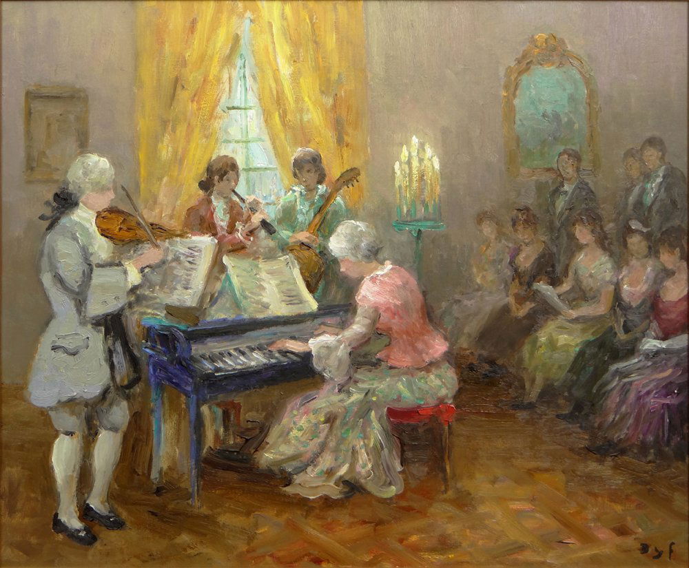 Marcel Dyf French (1899-1985) Oil on Canvas "Concert": Marcel Dyf French (1899-1985) Oil on Canvas "Concert" Signed Lower Right. Very Good Condition. Provenance: Doyles New York November 11, 2009 Lot 39, Killgallon Collection, Ohio. Thence by descent in t