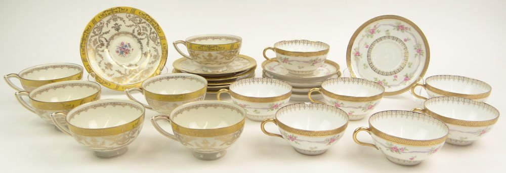 Six (6) Bohemian Cups and Saucers. Signed Coronado H &: Six (6) Bohemian Cups and Saucers. Signed Coronado H & C Bohemia. Good Condition. Cup Measures 3 3/4 Inches in Diameter. Along with Seven Limoges Cups and Five (5) Saucers. Signed Old Abbey Limoges. T