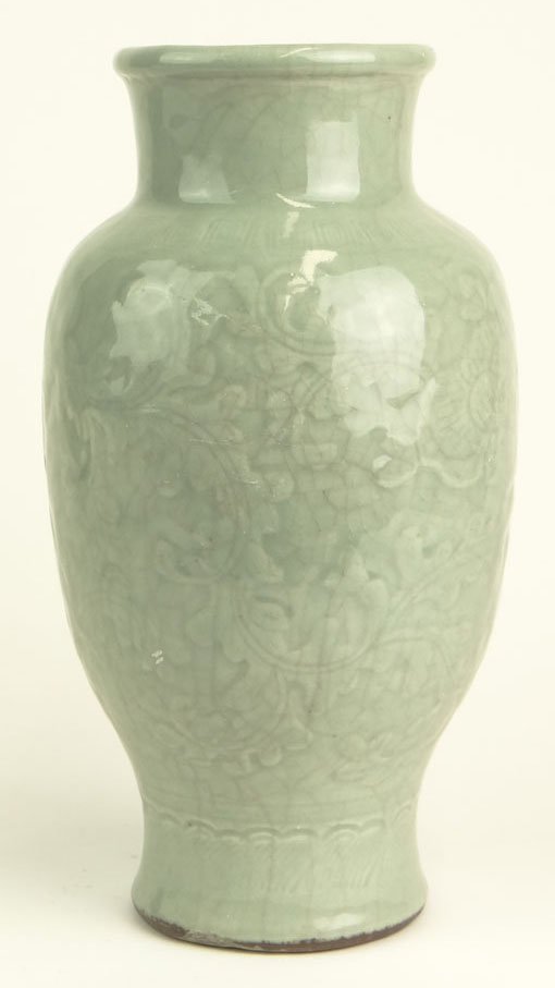 Antique Chinese Celadon Porcelain Vase with Crackle