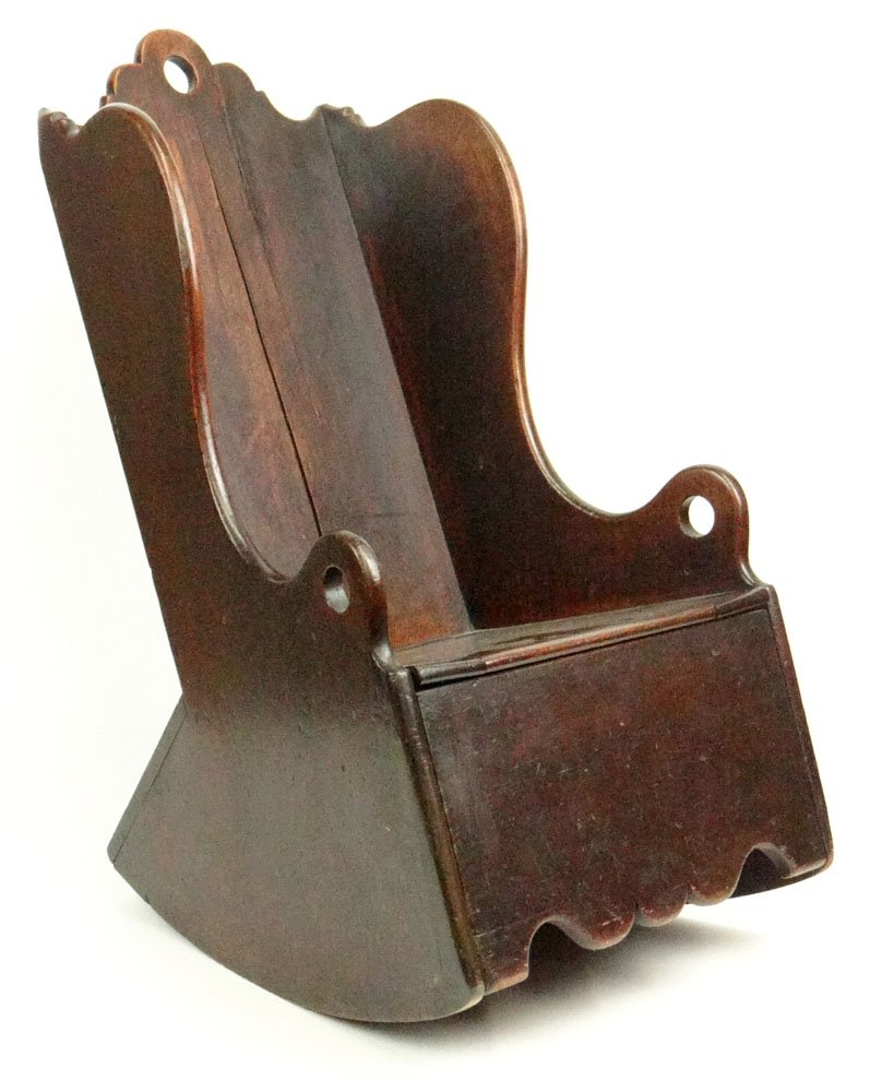 19th Century Wooden Pilgrim Style Child's Potty Chair: 19th Century Wooden Pilgrim Style Child's Potty Chair Rocker. Unsigned. Lift Seat Secured Later. Splits or else Good Condition. Measures 26 Inches Tall, 14-1/4 Inches Wide and 18 Inches Legnth. Shippi