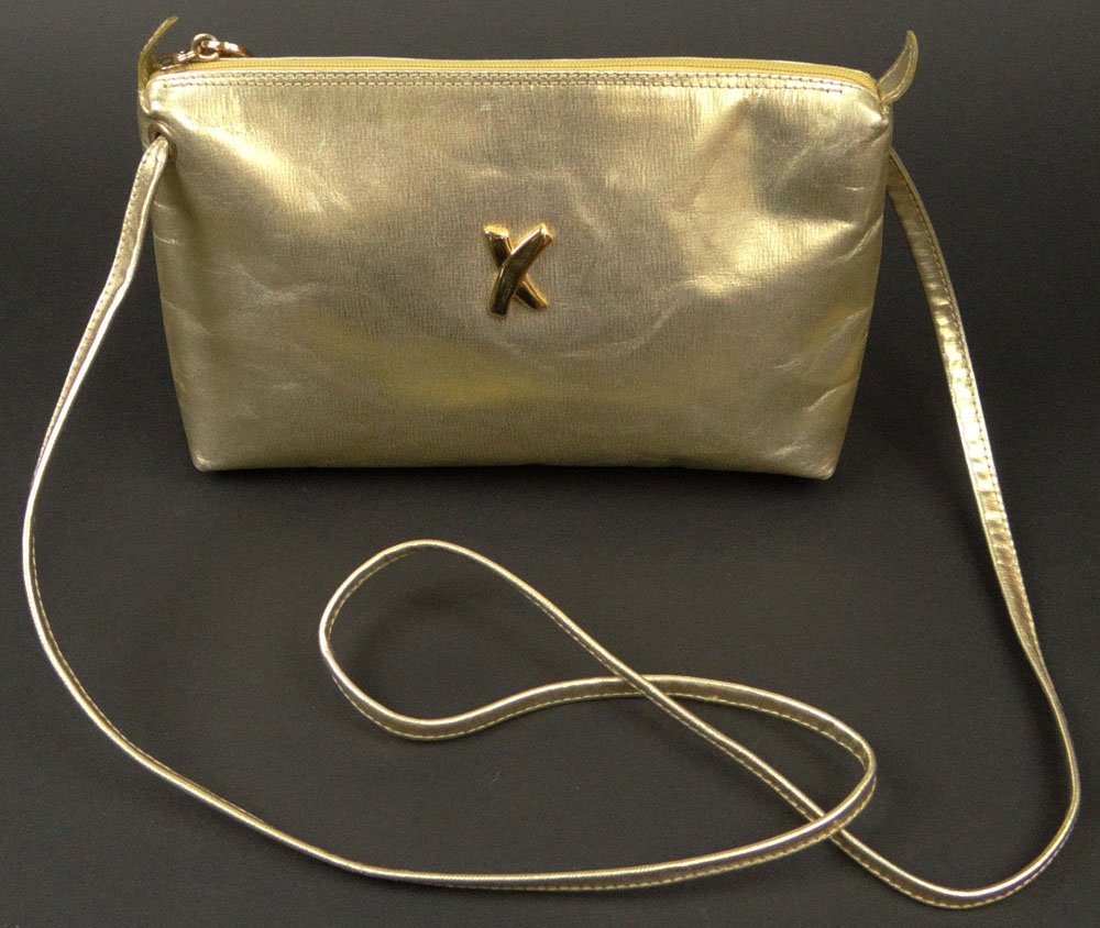 Vintage Italian Paloma Picasso Leather Shoulder Bag: Vintage Italian Paloma Picasso Leather Shoulder Bag with Gold Tone Hardware. Signed. Surface Wear from Normal Use Otherwise Good Condition. Measures 6 Inches Tall and 9 Inches Wide. Shipping $36.00