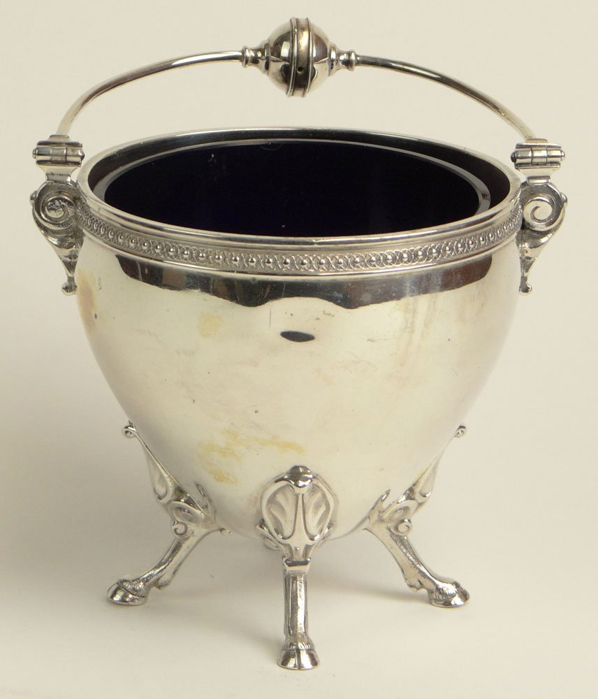 Early Tiffany and Company, New York Victorian Sterling: Early Tiffany and Company, New York Victorian Sterling Silver Handled Sugar Bowl with Splayed Hoof Feet and Gilt Washed Interior still Visible. Signed Tiffany and Company, New York, 925 Sterling and #