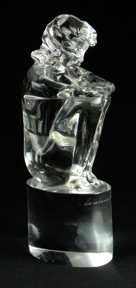 Loredano Rosin Murano Art Glass Sculpture of a Seated: Loredano Rosin Murano Art Glass Sculpture of a Seated Nude, on a Glass Pedestal. Signed Loredano Rosin. Very Good Condition. Measures 18-3/4 Inches Tall by 7 Inches Long and 4-3/4 Inches Wide. Shippin