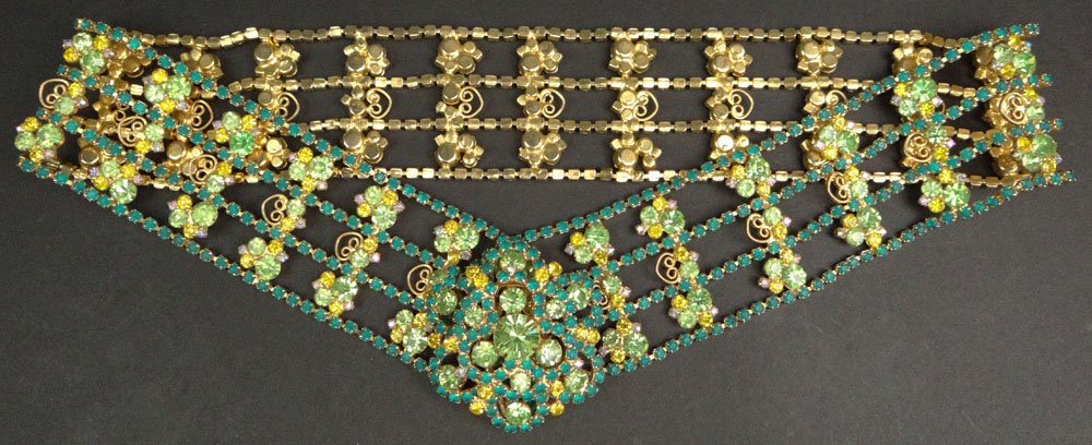 Kenneth Jay Lane American (born1930- ) Outstanding: Kenneth Jay Lane American (born1930- ) Outstanding Costume Four (4) Rung Lady's Belt. Signed Kenneth Lane and Copyright Mark. Excellent Condition. Extends 31-5/8 Inches Long and 2-1/4 Inches Wide. Hea