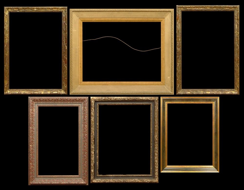 Collection of Six (6) Antique and Vintage Picture: Collection of Six (6) Antique and Vintage Picture Frames. Unsigned. Condition Varies. Largest Measures 31-1/4 Inches Tall and 25-1/4 Inches Wide. Provenance: Estate of a Fort Lauderdale, Florida Colle