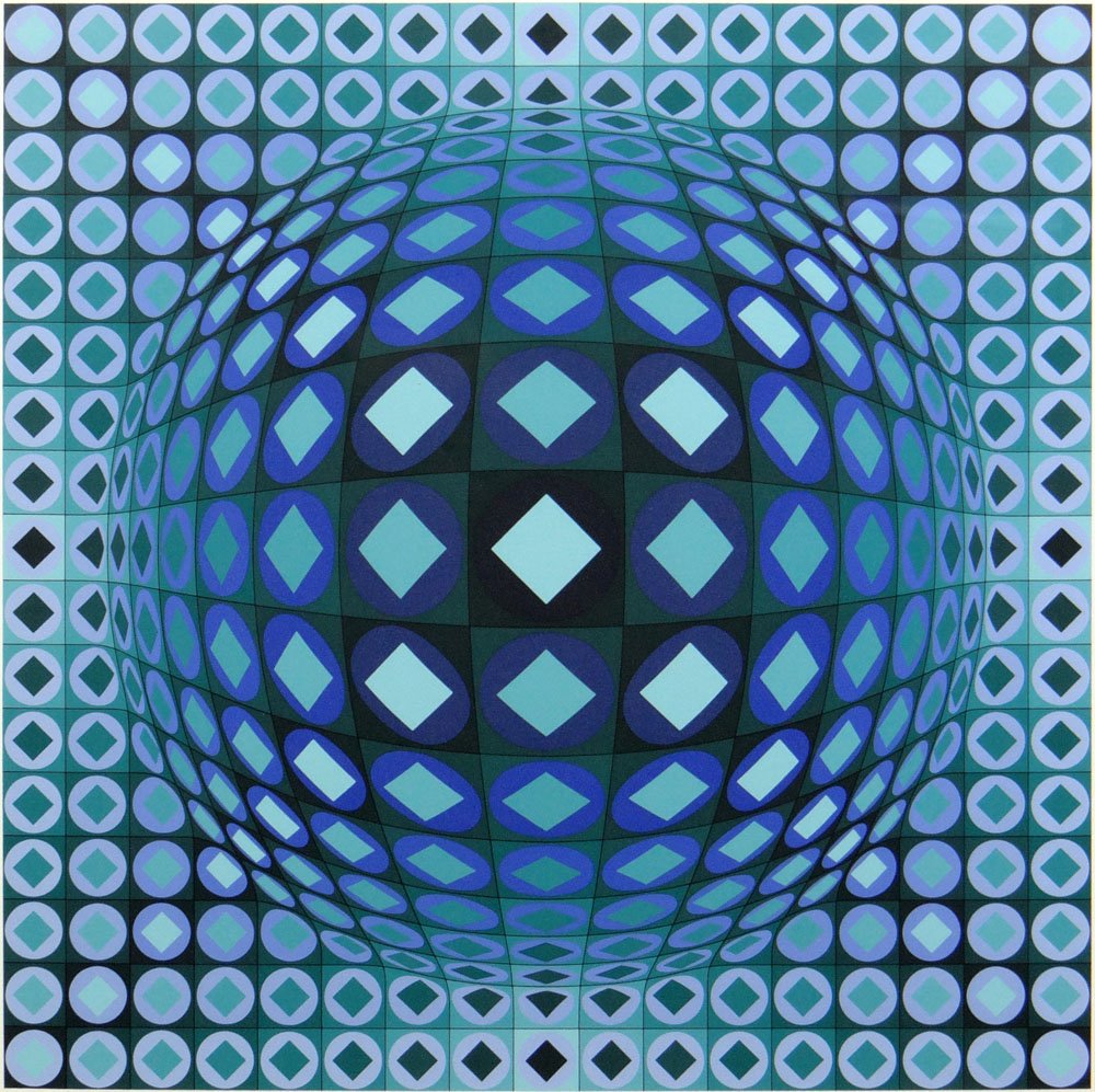 Victor Vasarely, French-Hungarian (1906-1997) Color: Victor Vasarely, French-Hungarian (1906-1997) Color Serigraph. Pencil Signed Lower Right and Numbered 171/250 Lower Left. Toning to Paper Otherwise Good Condition. Measures 20 Inches Tall and 20 Inche