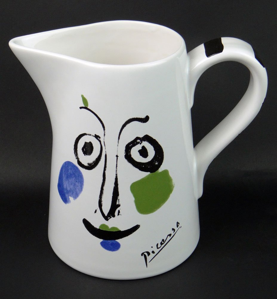 1963 Masterpiece Editions Limited Ceramic Picasso Face: 1963 Masterpiece Editions Limited Ceramic Picasso Face Pitcher. Signed Masterpiece Editions Ltd., Picasso Living, Face 1963, PP-7, 1996 Succession Pablo Picasso, Dishwasher Safe and Made in Portugal. 