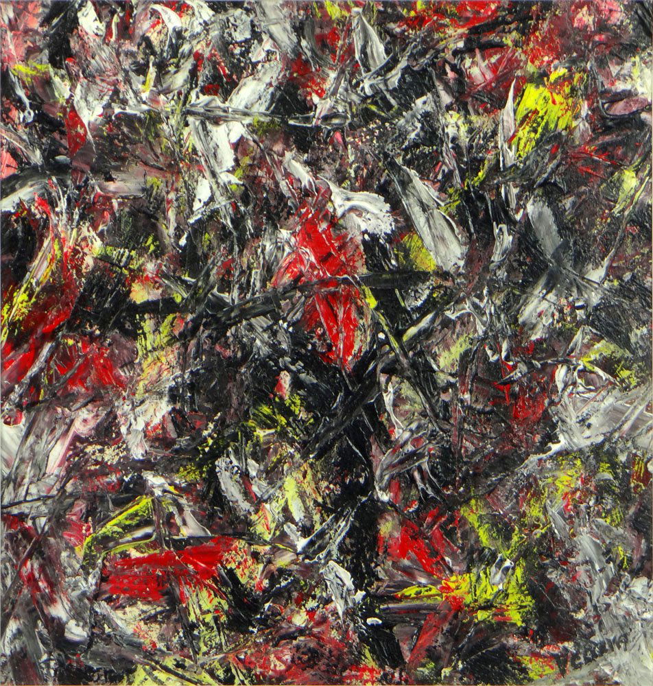 attributed to: Emilio Vedova, Italian (1919-2006): attributed to: Emilio Vedova, Italian (1919-2006) Tempera on Paper "Abstract". Signed Lower Right. Good Condition or Better. Measures 8-3/8 Inches Tall and 8-3/8 Inches Wide, Frame Measures 14-1/8 Inc