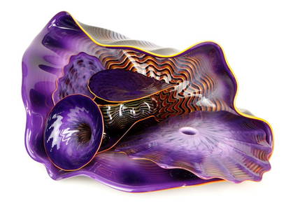 Dale Chihuly American, (1941-) Six (6) Piece "Persian": Dale Chihuly American, (1941-) Six (6) Piece "Persian" Set with Orange Lip Wrap. Very Good Condition. Largest Element Measures 10 Inches Tall by 26 Inches Long and 17 Inches Wide. Very Good Condition.