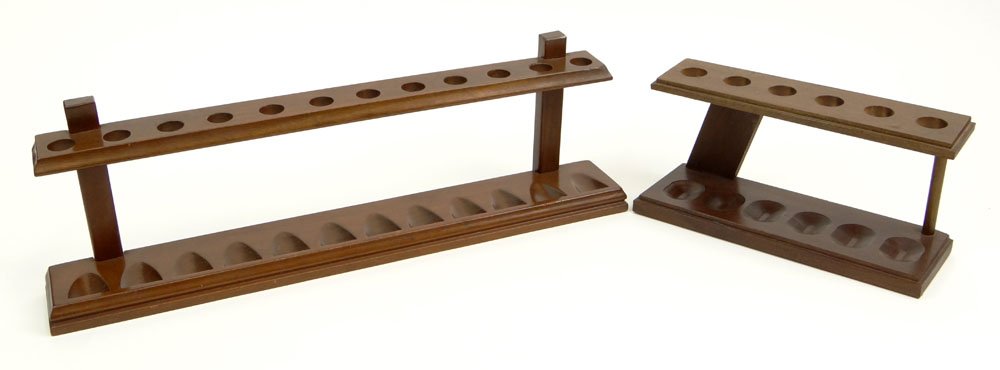 Two (2) Carved Wooden Pipe Stands. One (1) Holds 12: Two (2) Carved Wooden Pipe Stands. One (1) Holds 12 Pipes and the other 6 Pipes. Shipping $45.00