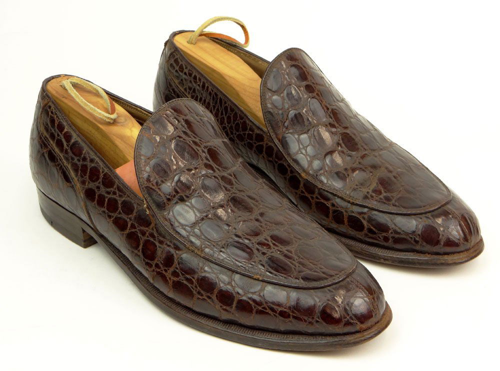 Man's Vintage Pair of Alligator Loafers. Illegibly: Man's Vintage Pair of Alligator Loafers. Illegibly Signed. Good Used Condition with Trees. Size 7-1/2 D. Shipping $44.00