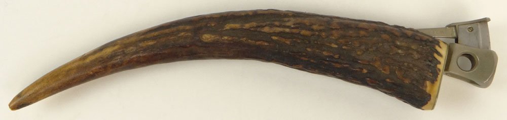 Vintage Antler Horn Cigar Cutter. Unsigned. Flake: Vintage Antler Horn Cigar Cutter. Unsigned. Flake Missing from Tip or in Otherwise Good Condition. Measures 10-3/4 Inches Length. Domestic Shipping $30.00