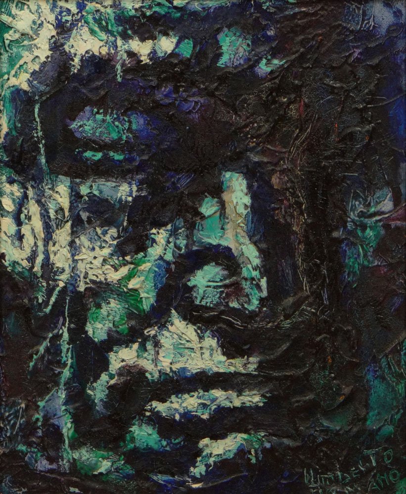Umberto Romano, American (1905-1984) Oil on Masonite: Umberto Romano, American (1905-1984) Oil on Masonite "Fragment-Beethoven" Signed Lower Left, also signed, Titled and Dated May 1963, En Verso. Heavy Impasto in Good to Very Good Condition. Measures 10
