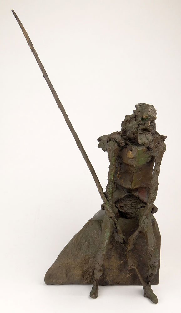 Modern Bronze Sculpture "Don Quixote" Signed Gantz,: Modern Bronze Sculpture "Don Quixote" Signed Gantz, Dated '67 and Numbered 1/12. Brown and Green Patina. Measures 18-1/2 Inches Tall, 8 Inches Wide and 7 Inches Deep. Shipping $89.00