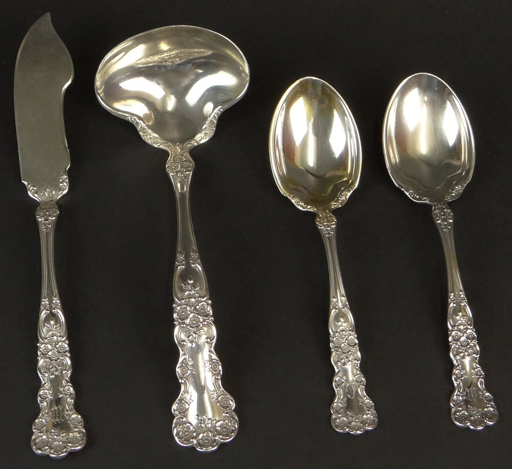 Lot of Four (4) Gorham Buttercup Sterling Silver: Lot of Four (4) Gorham Buttercup Sterling Silver Serving Pieces. This lot includes: 1 Ladle, 7 Inches; 1 Master Butter, 7-3/4 Inches; 2 Sugar Shells, 6 Inches. Signed with Gorham Logo, STERLING. Good 