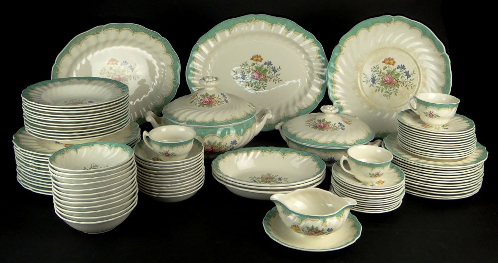 One Hundred Five (105) Piece Royal Doulton China: One Hundred Five (105) Piece Royal Doulton China Dinnerware Service in the Kingswood Pattern. This Large Set Includes: 12 Plates, 10-1/2 Inches; 13 Salad Plates, 8-3/4 Inches; 12 Soup Bowl, 8-1/2 Inch