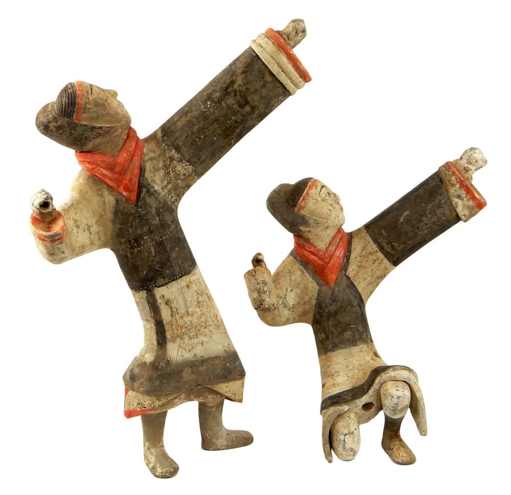 Pair of Chinese Han Dynasty (206 BCâ€“AD 220) Pottery: Pair of Chinese Han Dynasty (206 BCâ€“AD 220) Pottery Archery Figures, One Standing Figure and One Kneeling Figure. Unsigned. Good Antique Condition in Fitted Boxes. Standing Figure Measures 18-1