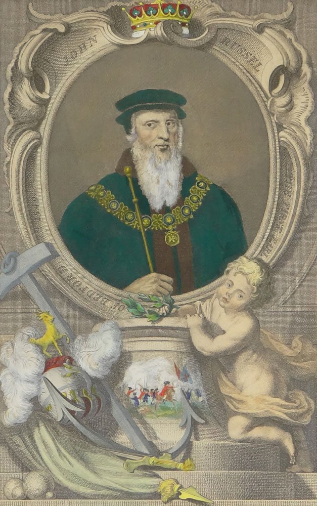 Hand Colored Steel Plate Engraving "John Russel, The: Hand Colored Steel Plate Engraving "John Russel, The First Earl Of Bedford, 1549" Unsigned. Good Condition. Measures 15-1/4 Inches, 10-1/8 Inches. Shipping $35.00
