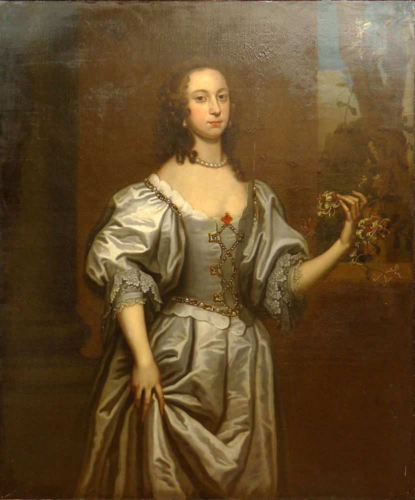 Attributed to John Michael Wright, Scottish (Born Circa: Attributed to John Michael Wright, Scottish (Born Circa 1617-1694) Oil on Canvas "Portrait of a Lady". Unsigned. Brass Plate to Frame "Michael Wright 1623-1700". Relined, Restorations Otherwise Good A