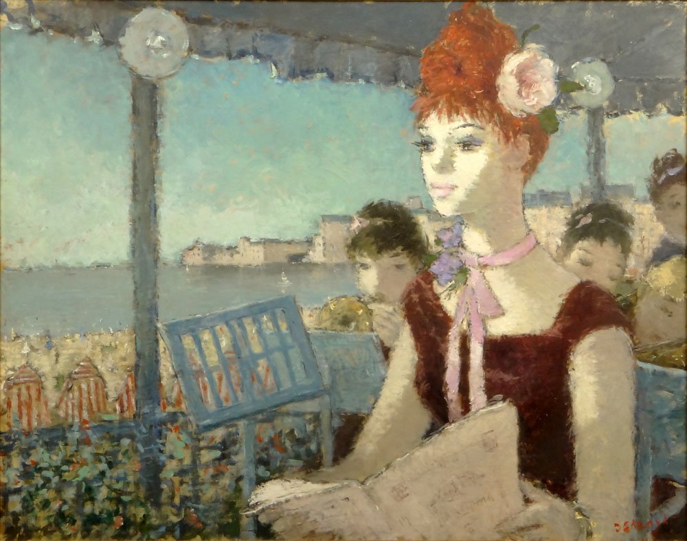 Dietz Edzard, German (1893-1963) Oil Painting on Canvas: Dietz Edzard, German (1893-1963) Oil Painting on Canvas "Concert Aux Sablettes" Signed Lower Right D. Edzard. Good Condition. Measures 26 Inches by 32 Inches. Frame Measures 37 Inches by 43-1/2 Inches